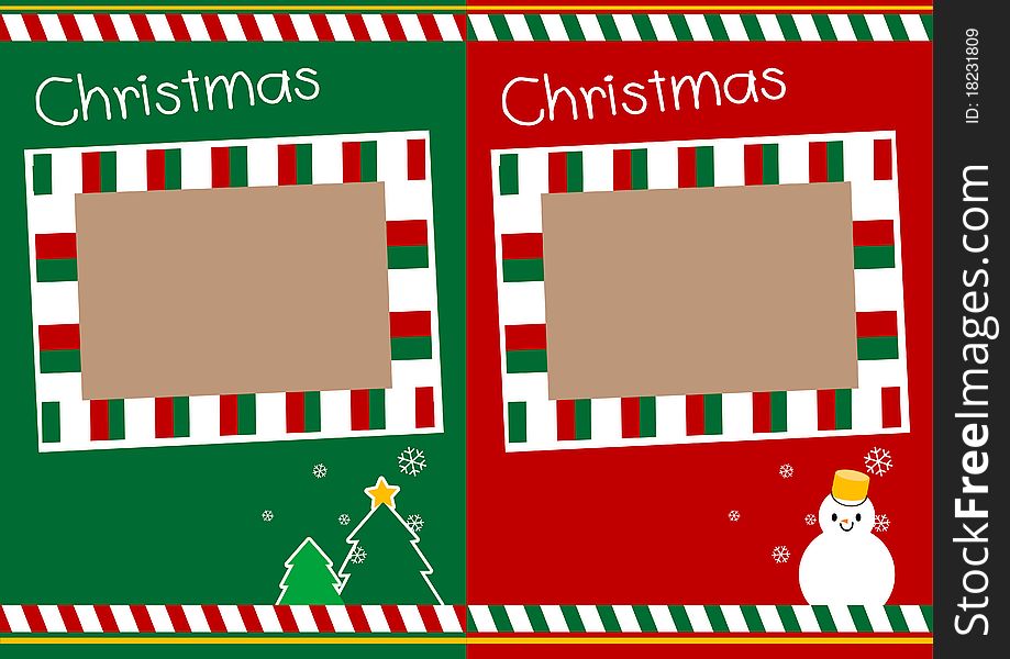Christmas frame decorate with christmas tree and snowman
