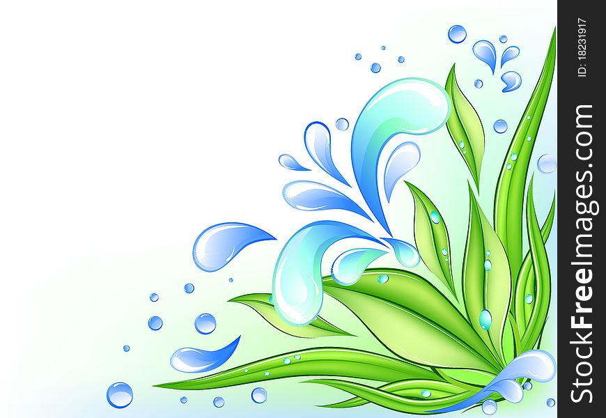 Vector of nature background with water drops