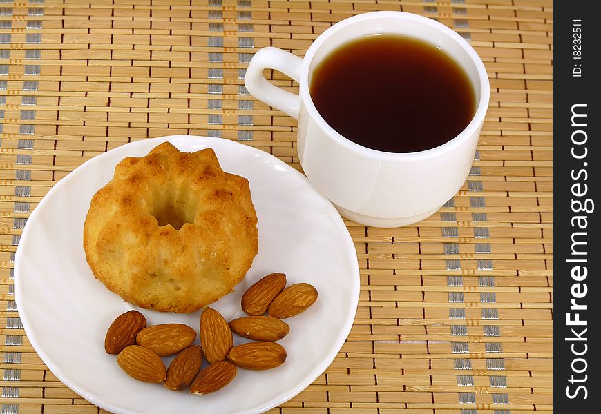 Tea and almond cake. Tea and almond cake