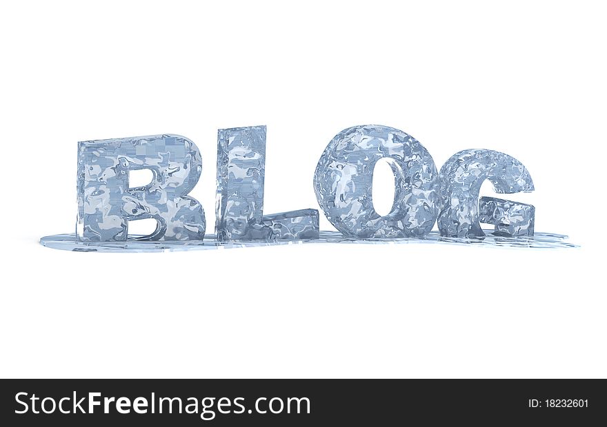 3d rendered image of a frozen, melting blog sign. 3d rendered image of a frozen, melting blog sign