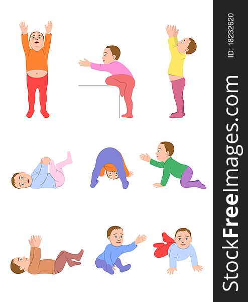 Babies on isolated background. Vector illustration. Babies on isolated background. Vector illustration