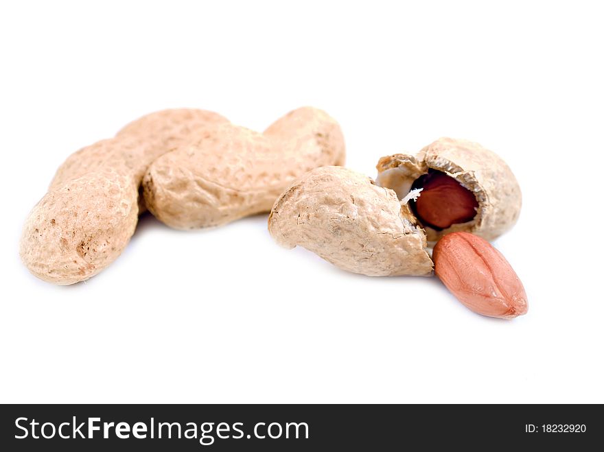 Groundnuts on a white background