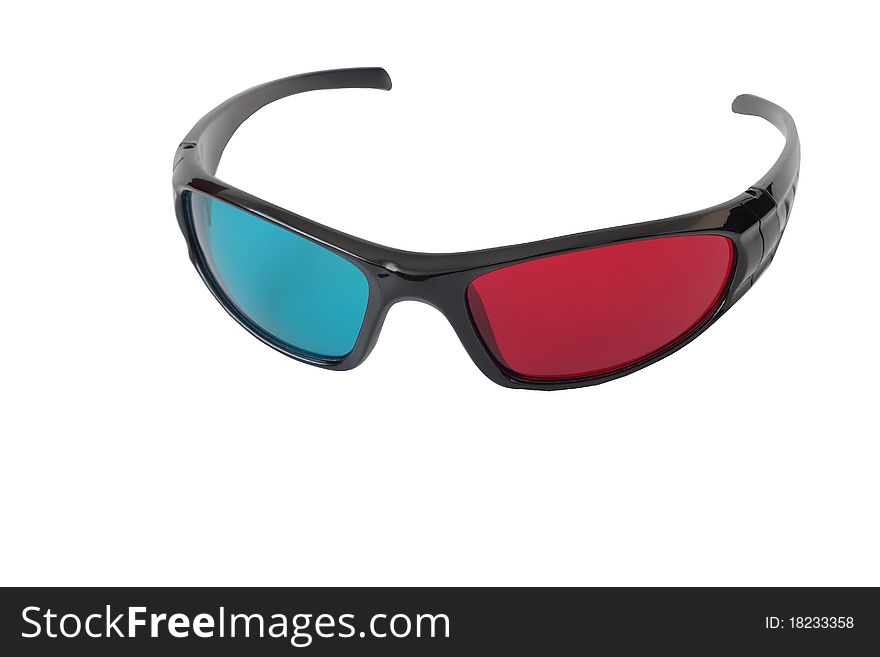 Picture or isolated red cyan glasses