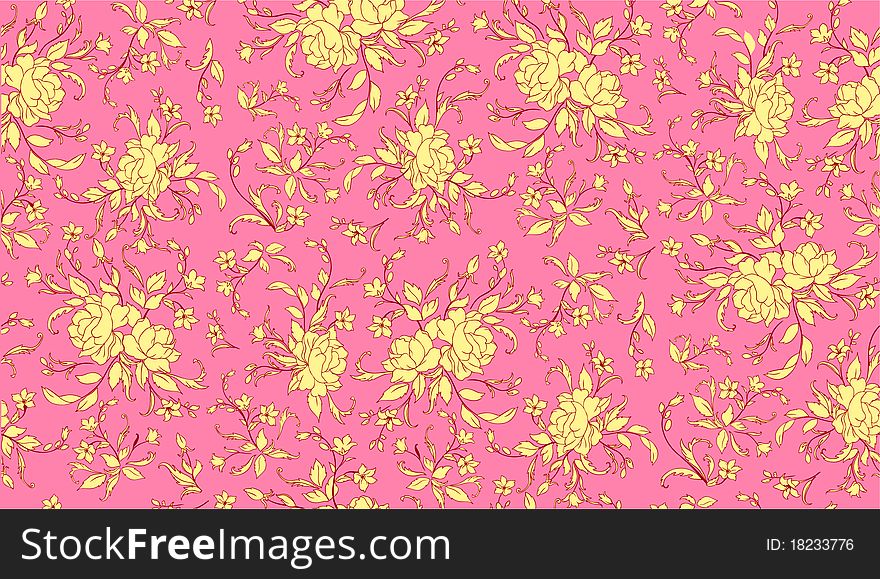 Vector Illuctration of floral pattern on the pink background.