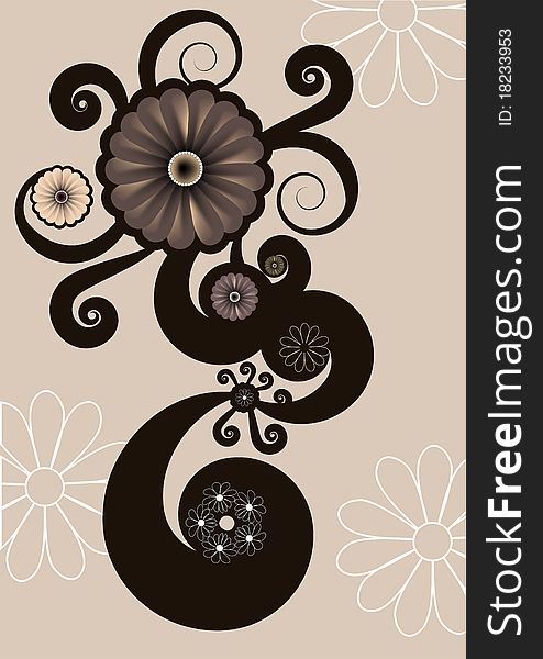 Vector illustration of floral abstract retro background. Includes the floral elements and flowers in different sizes and colours. Vector illustration of floral abstract retro background. Includes the floral elements and flowers in different sizes and colours.