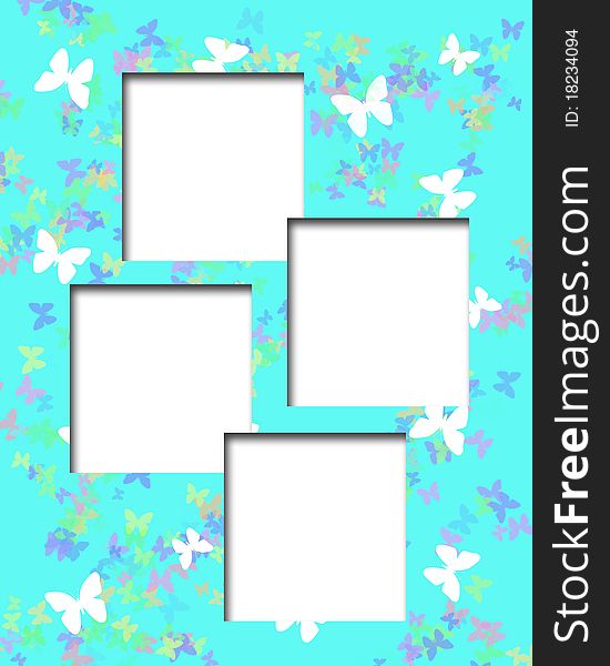 Pastel frame butterflies on blue background illustration. Pastel frame butterflies on blue background illustration