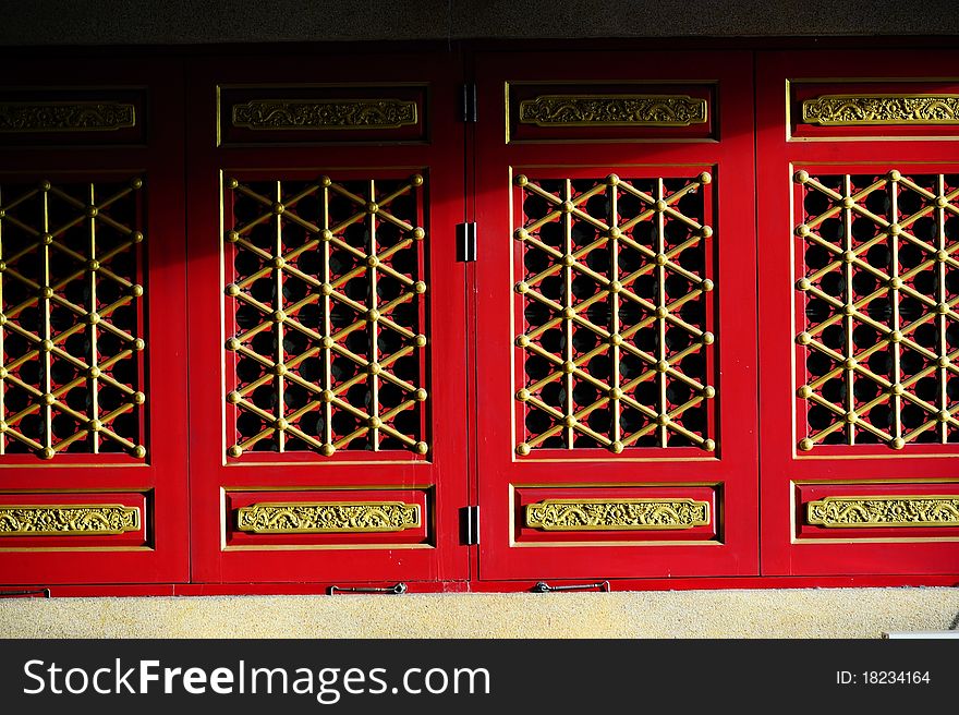 Chinese classic red wooden door. Chinese classic red wooden door