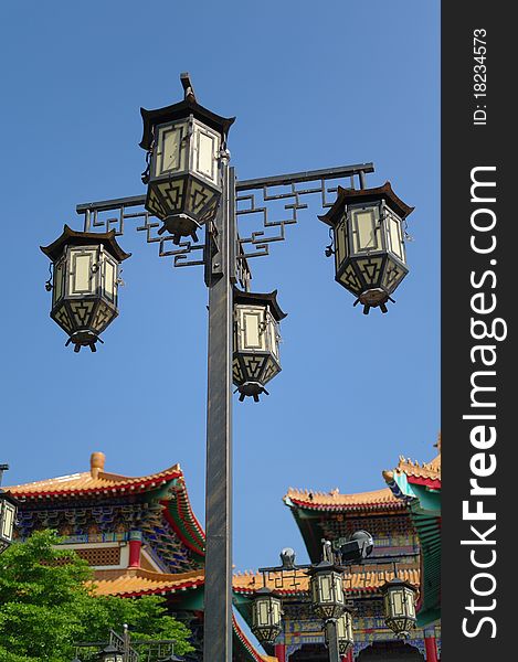 Street lamp stayed in Chinese temple