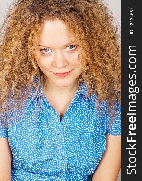 Portrait of beauty woman with blonde curly hairs. Portrait of beauty woman with blonde curly hairs