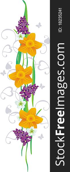 Daffodil garland isolated on white