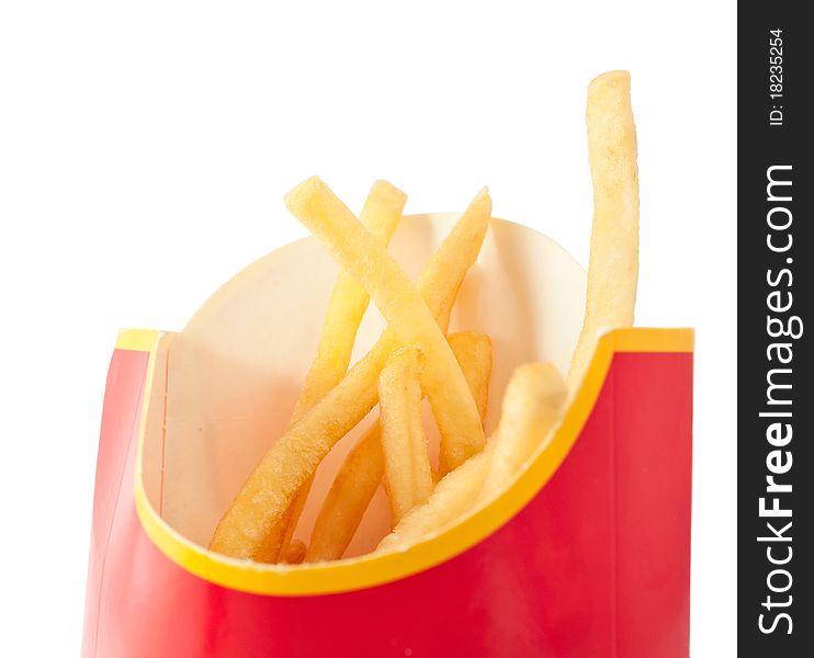 French fries on a white background