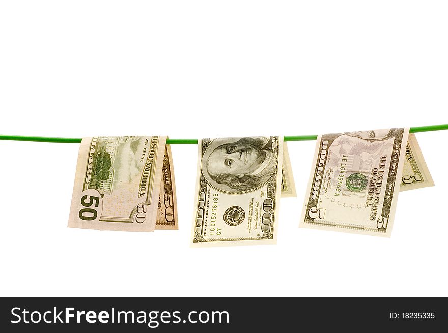 Washing money isolated on white background