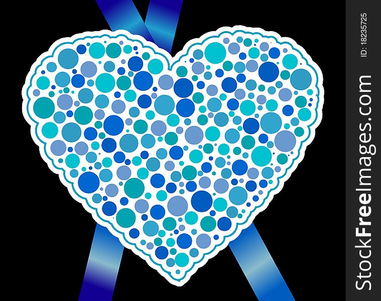 Illustration with blue heart and ribbon