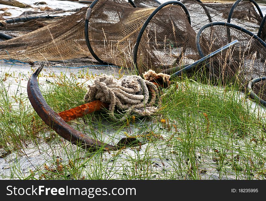 Old fishing anchors