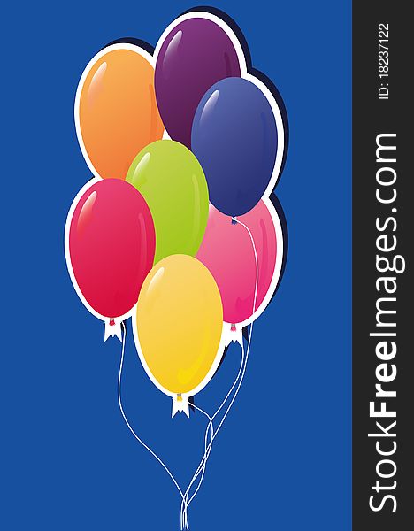 Greeting card with many colored balloons. Greeting card with many colored balloons