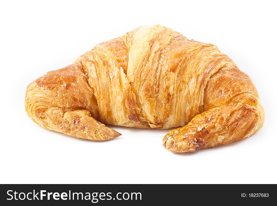 Croissant bread on white background