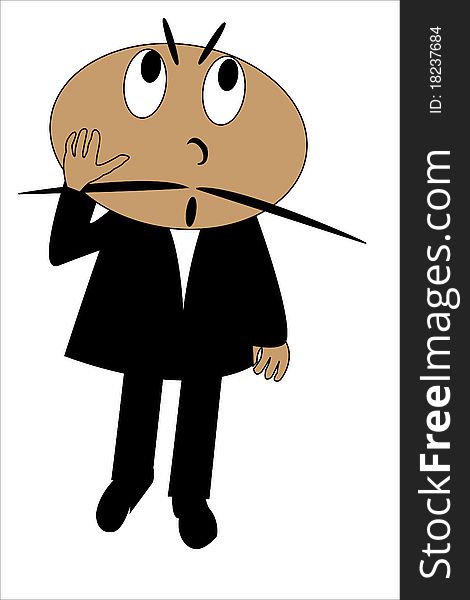 Vector caricature of surprised man with big moustaches