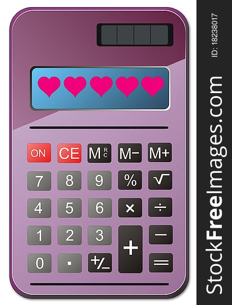 Pink calculator isolated on white