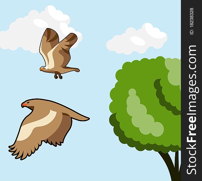 Flying birds background illustration design vector