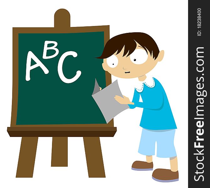 Student with chalkboard background vector