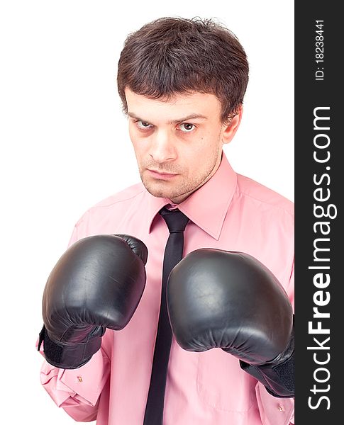 Businessman with boxing gloves.