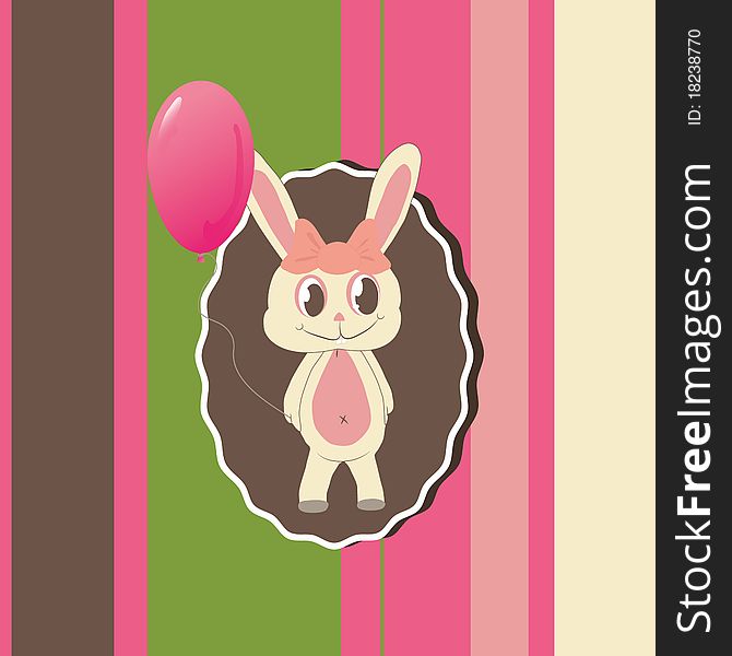 Greeting card with cute bunny