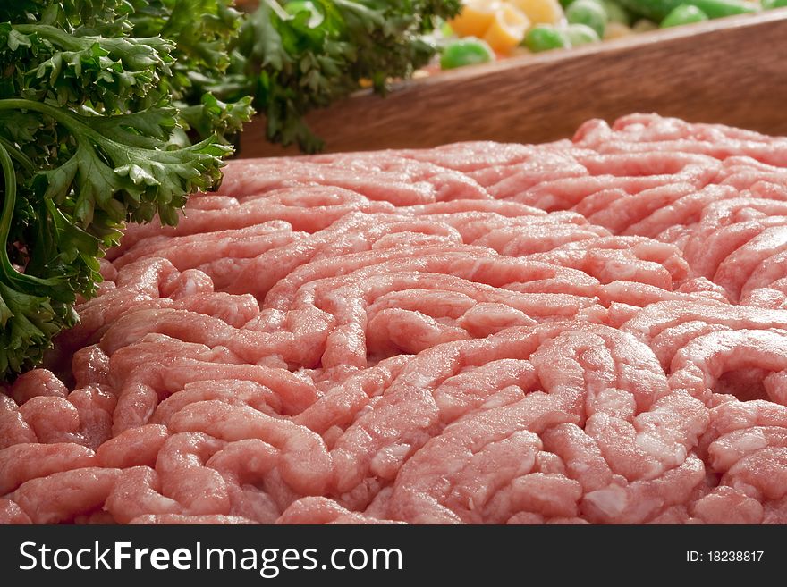 Freshly ground meat for cooking meat delicacies. Freshly ground meat for cooking meat delicacies.