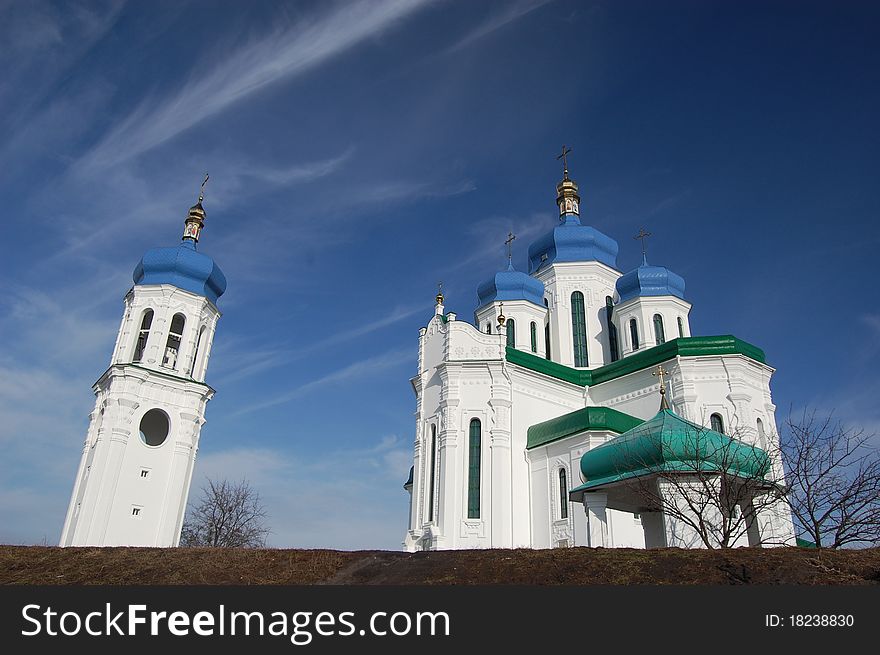 Bell tower. Russian orthodox church in Kiev, Ukraine