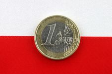Polish Flag With One Euro Coin. Stock Photos