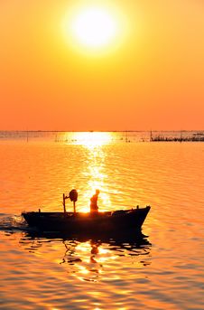 Fisherman At Sunset Royalty Free Stock Photo Fisherman At Sunset Royalty Free Stock Photo