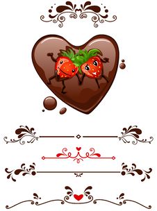 Cartoon Strawberry And Decorative Elements Stock Photos Cartoon Strawberry And Decorative Elements Stock Photos