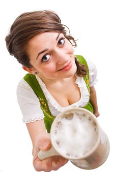 Bavarian Girl Offering Beer Stock Photos Bavarian Girl Offering Beer Stock Photos