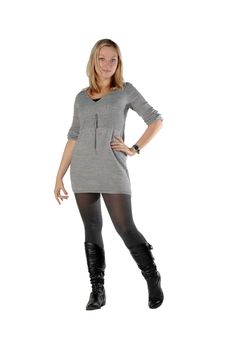 Isolate Beautiful Blonde Woman In Gray Dress Royalty Free Stock Photos Isolate Beautiful Blonde Woman In Gray Dress Royalty Free Stock Photos