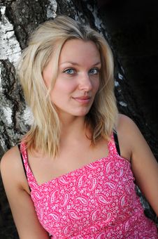 Beautiful Blonde Woman In Pink Dress Stock Photos Beautiful Blonde Woman In Pink Dress Stock Photos