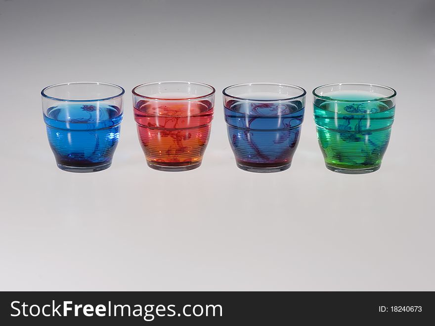 Colored glasses with differents liquid