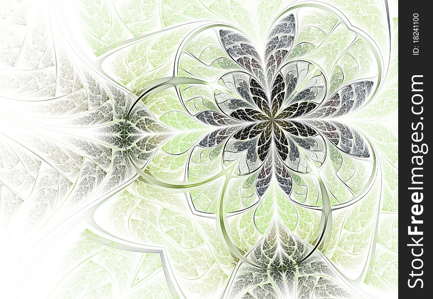 Abstract fractal quatrefoil, stylish light green design