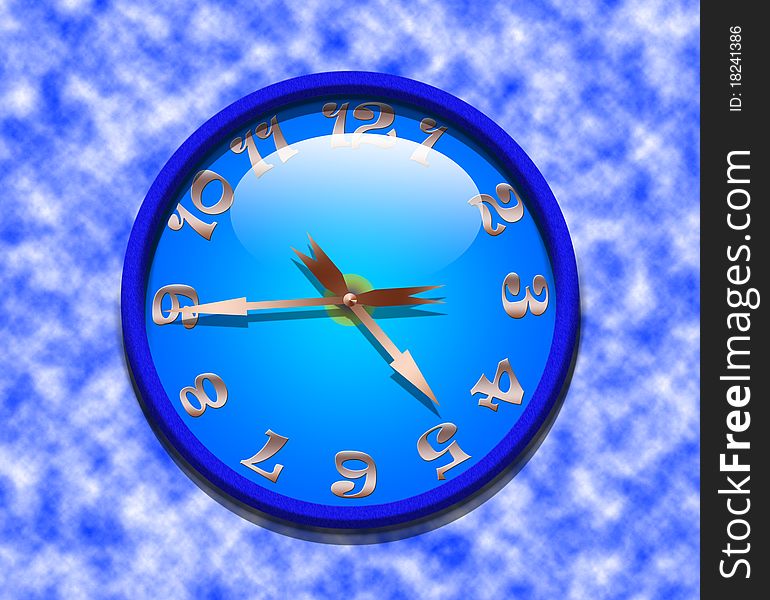 A vector illustration of a blue office clock. A vector illustration of a blue office clock.