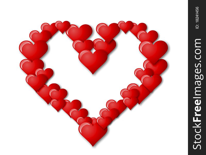 Valentine red heart, white background