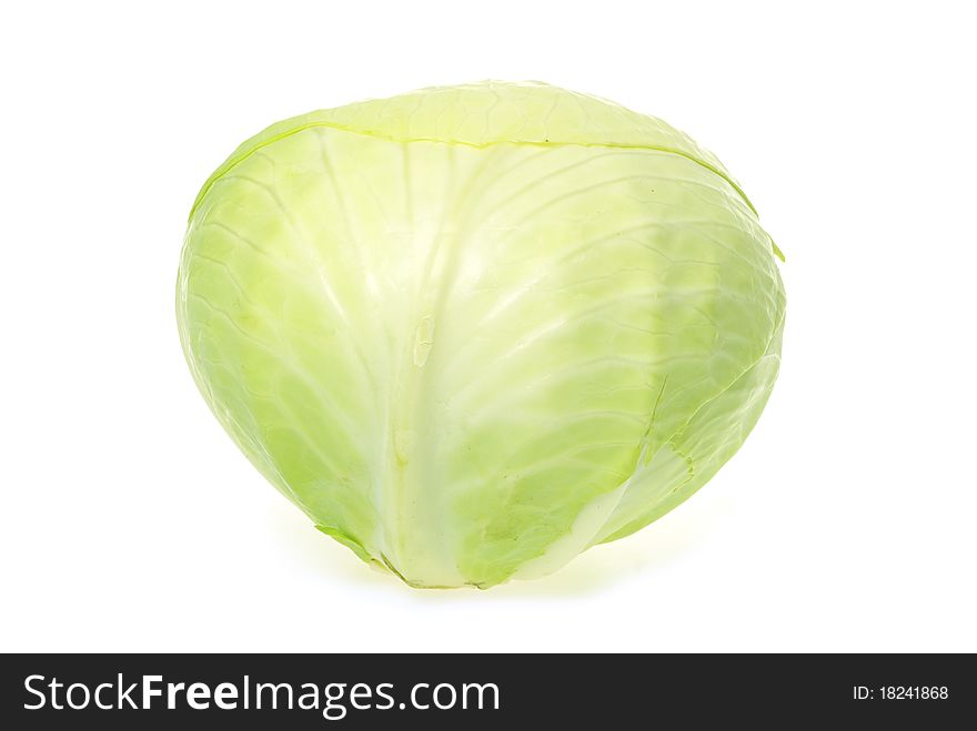 Head of green cabbage vegetable isolated on white background