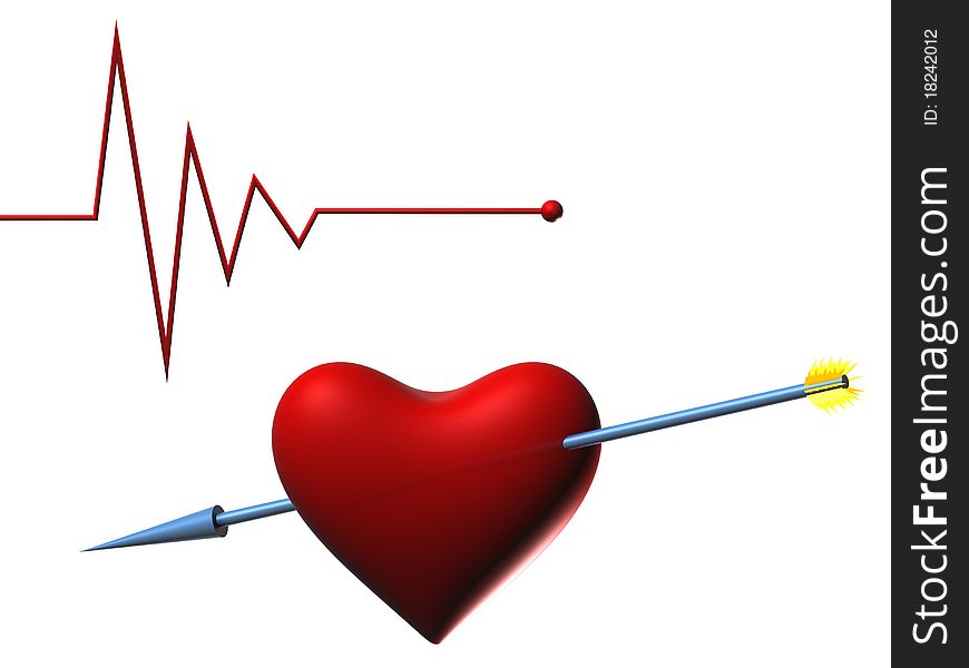 Valentine heart pulse with arrow. Valentine heart pulse with arrow