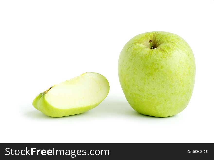 Fresh green apple isolated on a white