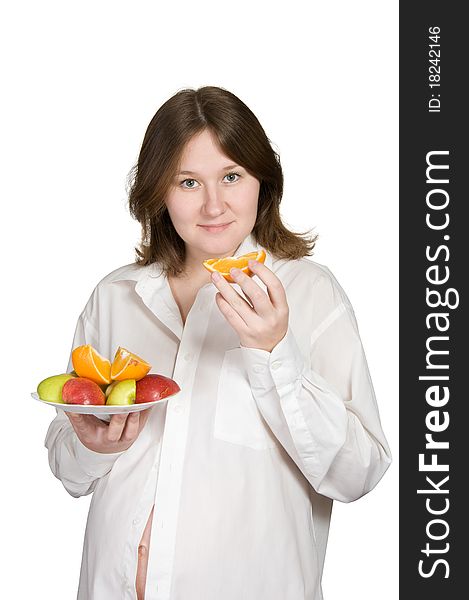 Portrait of attractive woman with healthy foods. Portrait of attractive woman with healthy foods