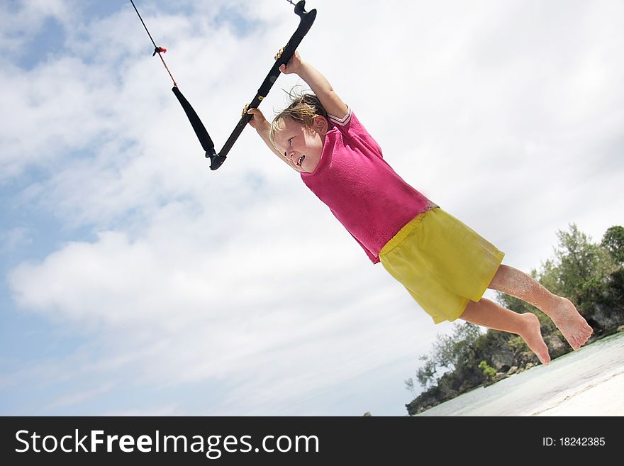 Flying child on natural background. Flying child on natural background