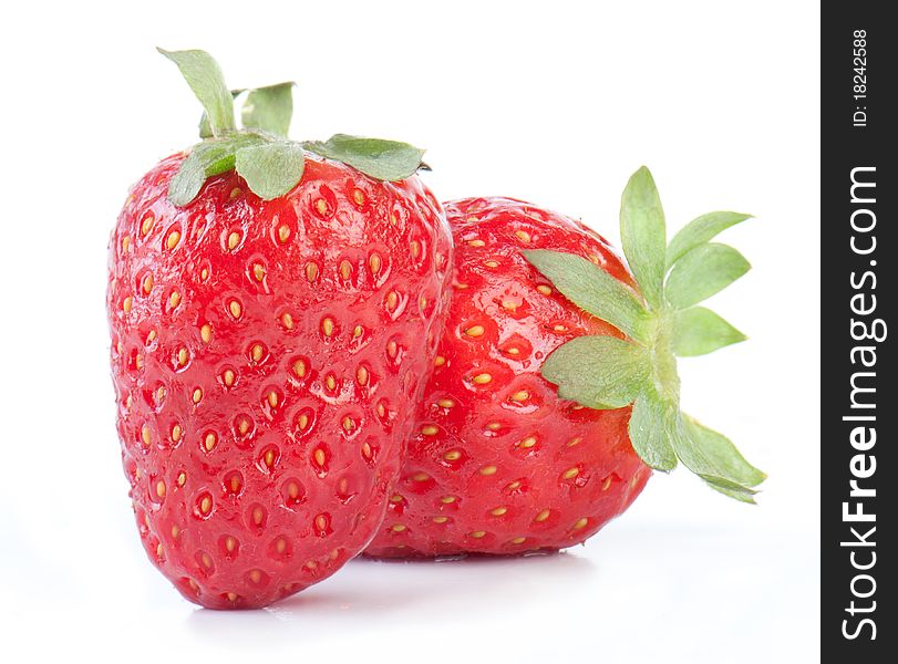 Two strawberries isolated on white