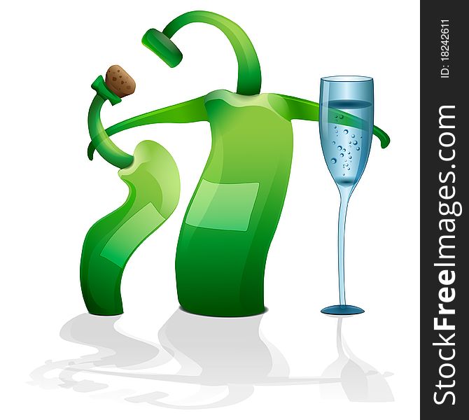 Editable EPS10 bottle and glass illustration. Editable EPS10 bottle and glass illustration