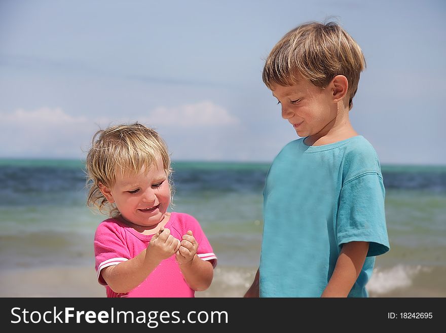 Two Children On Beach