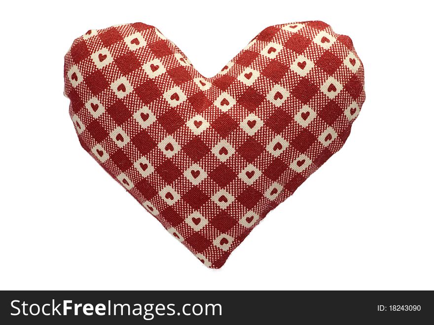 Stuffed gingham heart with a red pattern