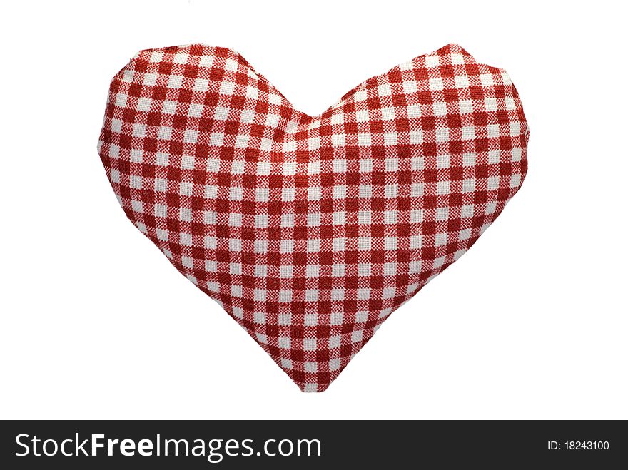 Stuffed gingham heart with a red pattern