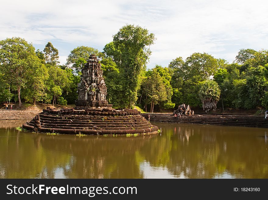 Neak Pean is an artificial island with a temple on a circular island. Angkor. Cambodia. Neak Pean is an artificial island with a temple on a circular island. Angkor. Cambodia.