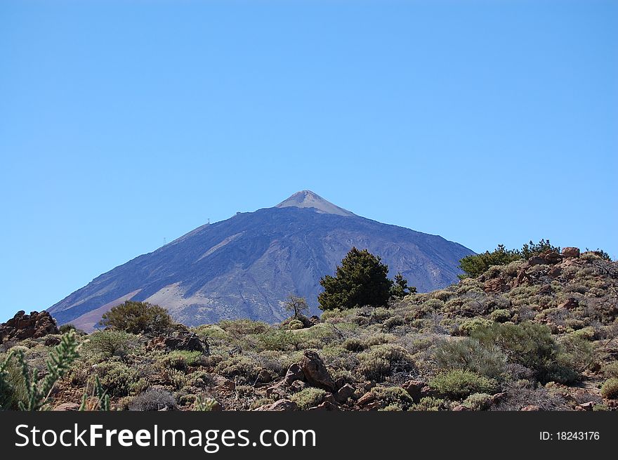 A view of El Teide the highest mountain of Spain located at the island Tenerife.